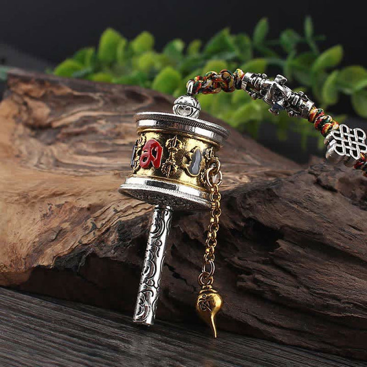 Tibet Om Mani Padme Hum Prayer Wheel Peace Rotatable Bag Car Hanging Decoration - image 2