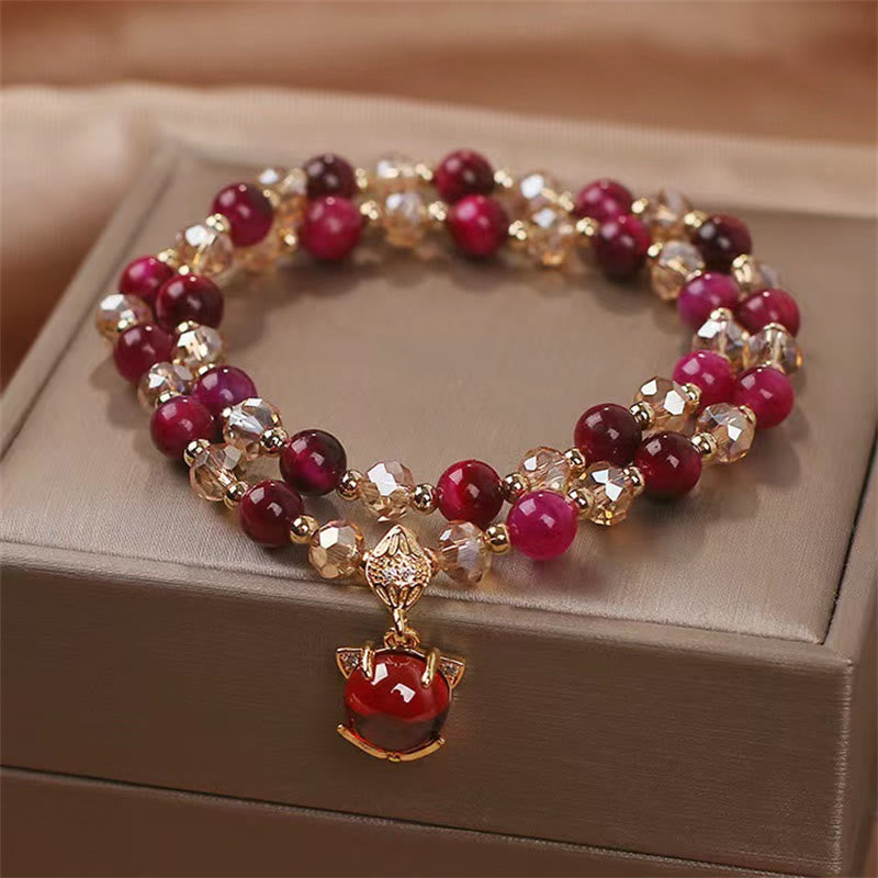 Buddha Stones Red Tiger Eye Fox Protection Double Wrap Bracelet - image 2