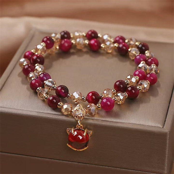 Buddha Stones Red Tiger Eye Fox Protection Double Wrap Bracelet - image 2