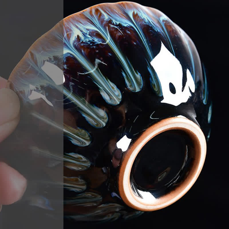 Buddha Stones Lotus Peacock Dragon Phoenix Koi Fish Ceramic Teacup Inlaid Tea Cups 120ml - image 6