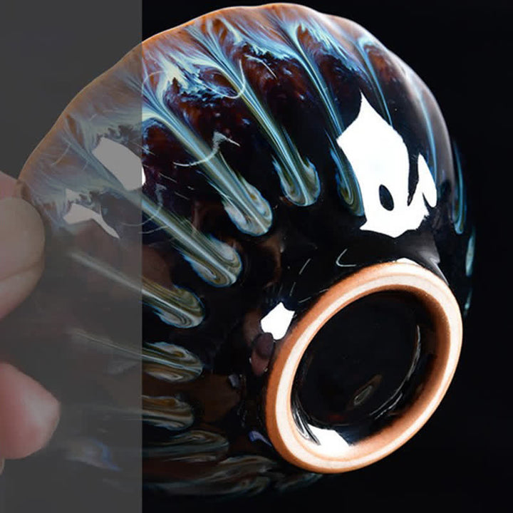 Buddha Stones Lotus Peacock Dragon Phoenix Koi Fish Ceramic Teacup Inlaid Tea Cups 120ml - image 6