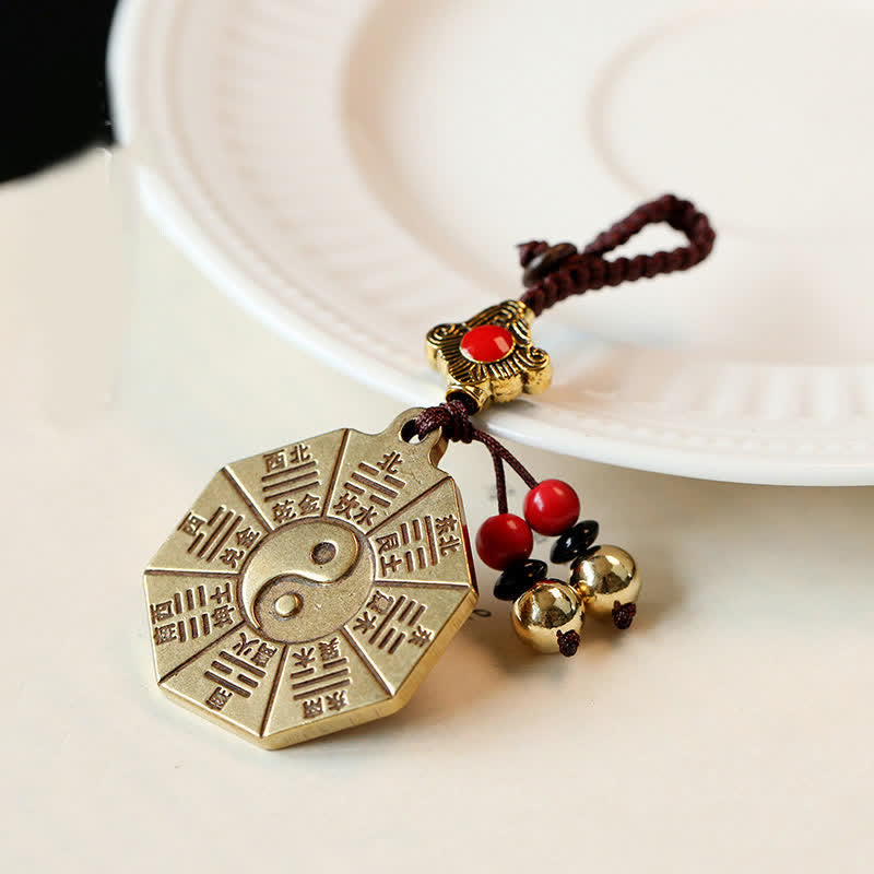 Feng Shui Yin Yang Bagua Wenchang Pen Pagoda Prayer Wheel Keychain - Bagua - image 0