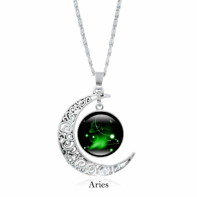 Buddha Stones 12 Constellations of the Zodiac Moon Protection Necklace Chain Pendant - Aries - image 12