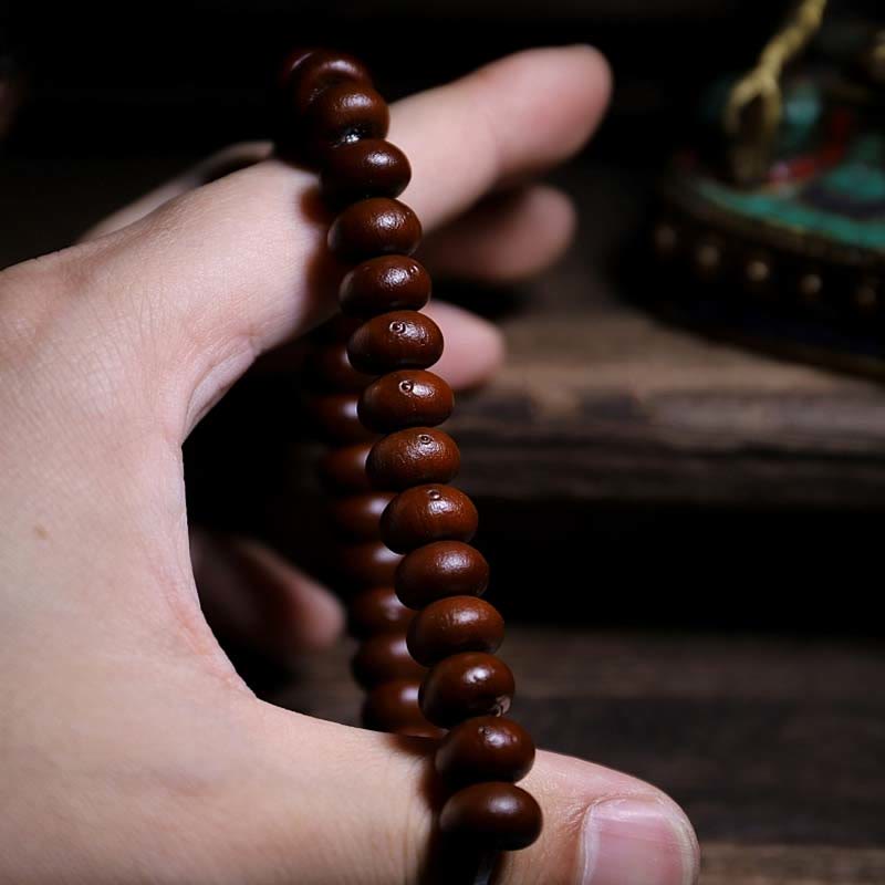Buddha Stones Natural Tibet 108 Mala Beads Purple Bodhi Seed Three-eyed Dzi Bead Copper Dorje Harmony Bracelet - image 3