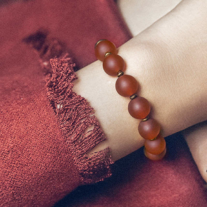 Buddha Stones Tibetan Red Agate Green Agate Copper Confidence Fortune Bracelet - image 2