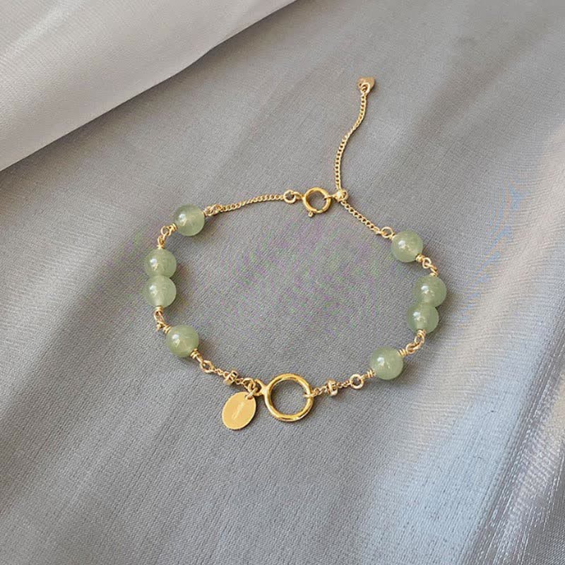 Buddha Stones Unique Natural Hetian Jade 14K Gold filled Luck Beaded Bracelet - Natural Jade, Color May Vary Slightly - image 0
