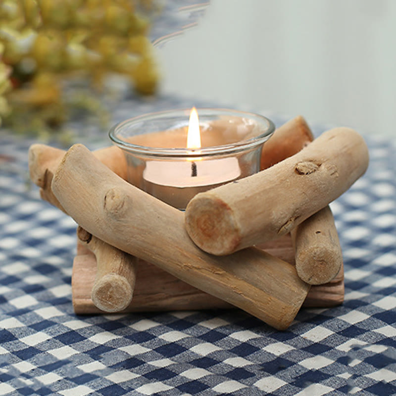 Buddha Stones Wood Candlestick Home Candle Holder Decoration - image 8