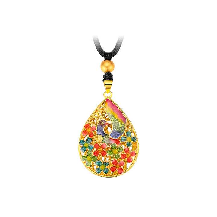 Buddha Stones Colorful Phoenix Flower Luck Strength Necklace Pendant - image 7