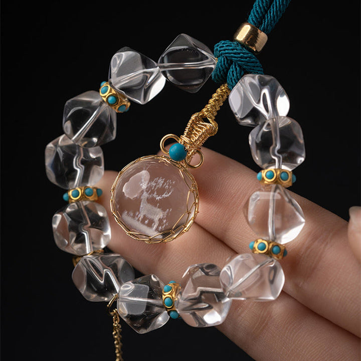 Buddha Stones White Crystal Deer Gourd Protection Car Hanging Decoration - image 2