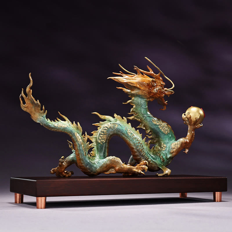 Buddha Stones Year Of The Dragon Auspicious Dragon Brass Copper Luck Success Office Decoration - image 9
