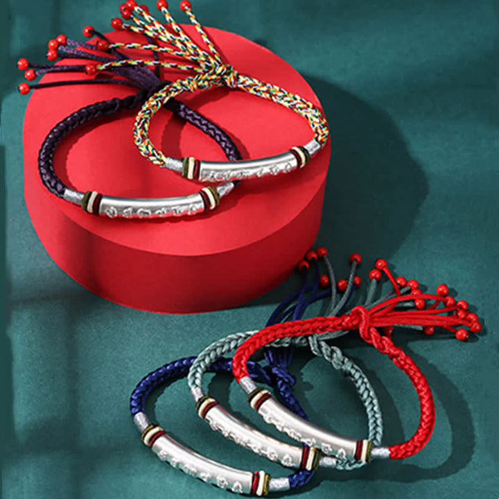 Buddha Stones 999 Sterling Silver Om Mani Padme Hum Protection Strength String Bracelet - image 18
