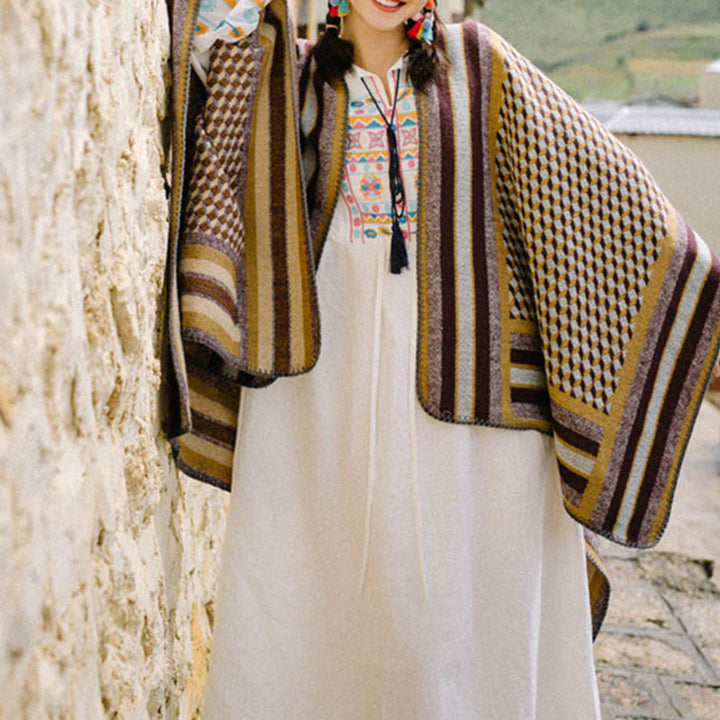 Buddha Stones Tibetan Shawl Classic Pattern Winter Cozy Warm Travel Scarf Wrap - image 11