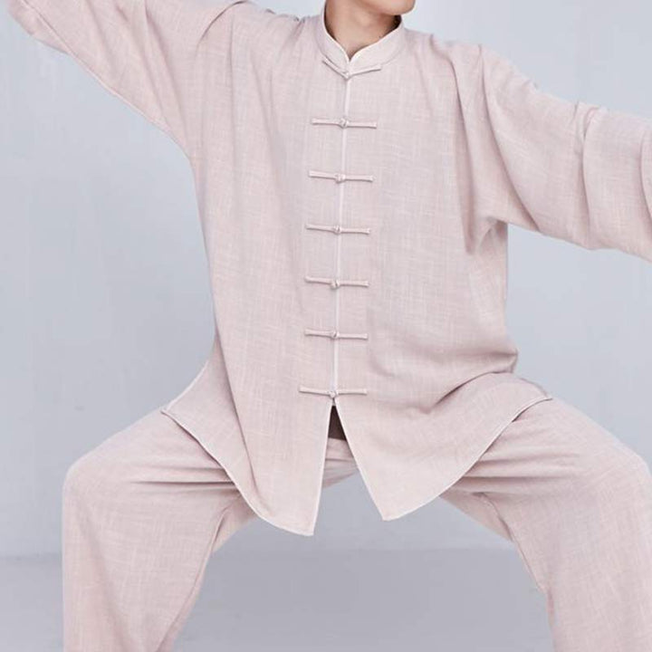 Buddha Stones Meditation Zen Prayer Spiritual Tai Chi Qigong Practice Unisex Embroidery Clothing Set - Khaki Long Sleeve - US14，UK/AU18，EU46 (3XL) - image 12