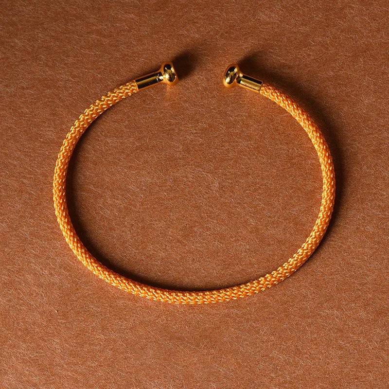 Buddha Stones Simple Design Handmade Luck Braid String Cuff Bracelet - Orange - image 22