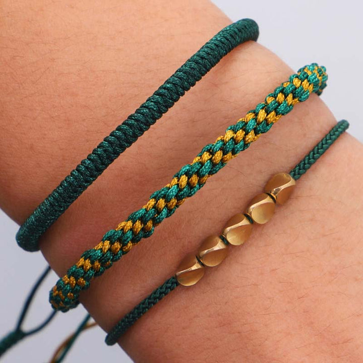 Buddha Stones 3 PCS Tibetan Copper Beads Healing Protection Luck Bracelet Set - image 14