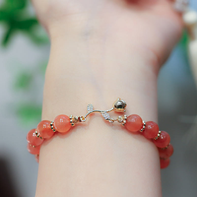 Buddha Stones Natural Red Agate Rose Confidence Calm Chain Bracelet - image 6