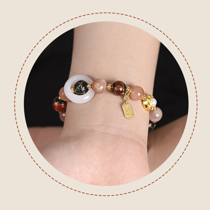 Buddha Stones Tibetan Incense Ash Liuli Glass Tridacna Stone Sun Stone Om Mani Padme Hum Prayer Wheel Charm Bracelet - image 13