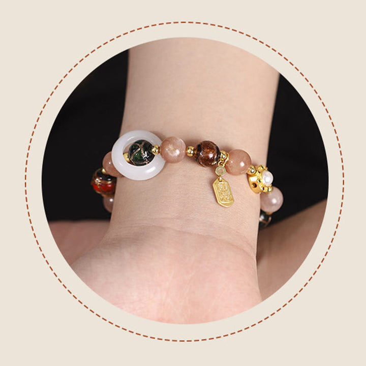 Buddha Stones Tibetan Incense Ash Liuli Glass Tridacna Stone Sun Stone Om Mani Padme Hum Prayer Wheel Charm Bracelet - image 13