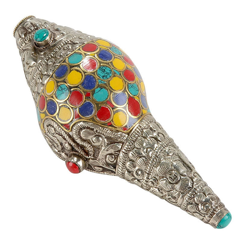 Tibetan Handmade Natural Shankha Colorful Conch Shell Seashell Wealth Home Decoration - image 13