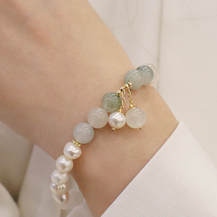 Buddha Stones Natural Pearl Jade Healing Sincerity Bracelet - image 7