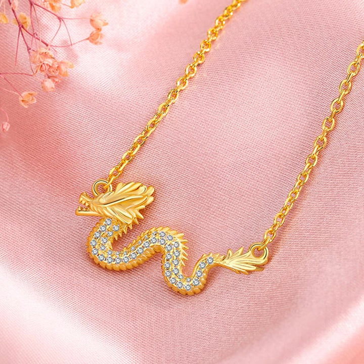 Buddha Stones 925 Sterling Silver Year Of The Dragon Auspicious Golden Dragon Luck Chain Necklace Pendant - image 8