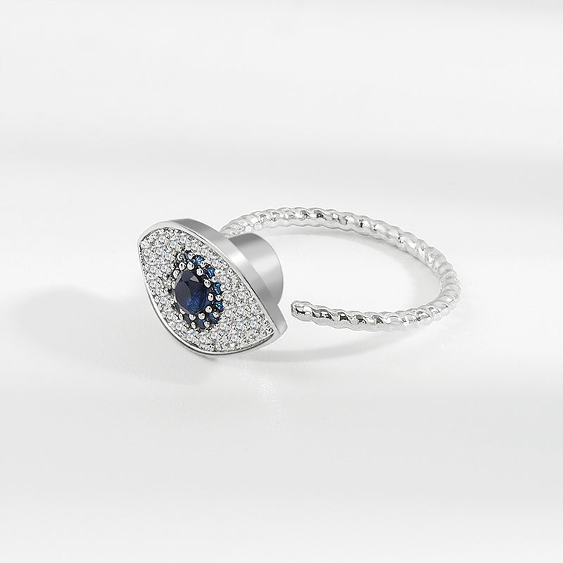 925 Sterling Silver Evil Eye Protection Blessing Rotatable Ring - image 1