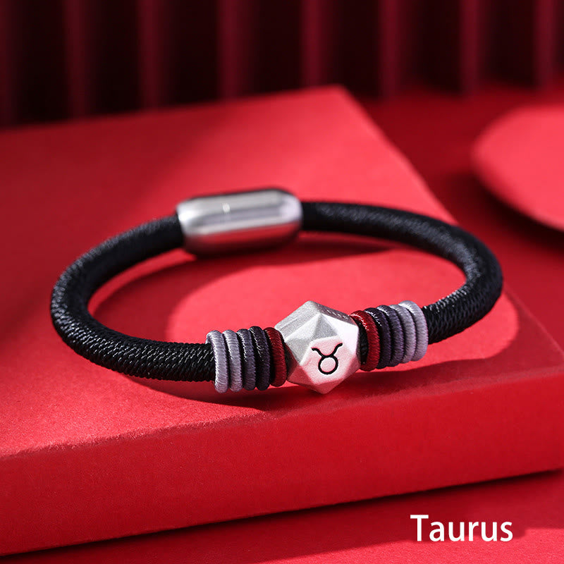 Buddha Stones 999 Sterling Silver 12 Constellations of the Zodiac Blessing Handmade String Bracelet - Taurus - image 3