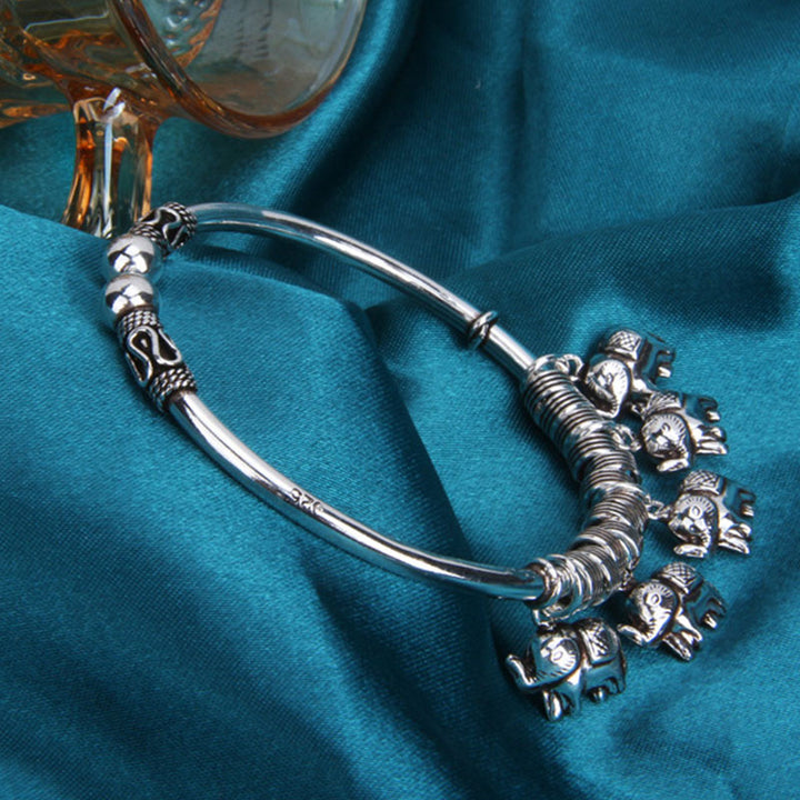Buddha Stones 925 Sterling Silver Elephant Strength Bracelet Bangle - image 6