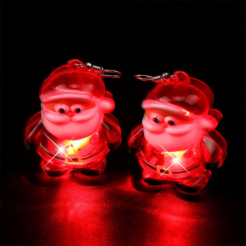 Led Christmas Santa Claus Tree Elk Luminous Earrings - image 2