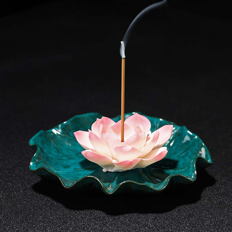 Buddha Stones Tibetan Lotus Blessing Incense Burner Decoration - 1 - image 1