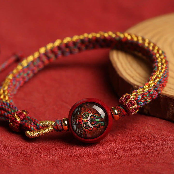 Buddha Stones Colorful Rope Cinnabar Thangka Blessing Braided Bracelet - Colorful Rope(Wrist Circumference 13-18cm) - image 0