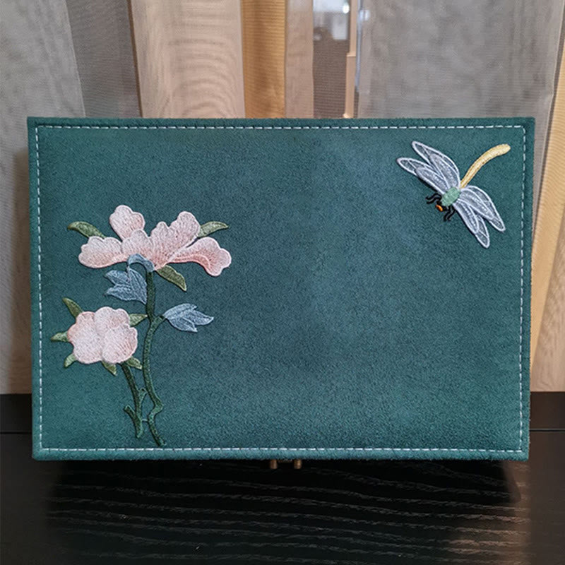 Buddha Stones Flowers Dragonfly Jewelry Box Organizer Single Layer Jewelry Storage Box Flannel Box - image 4