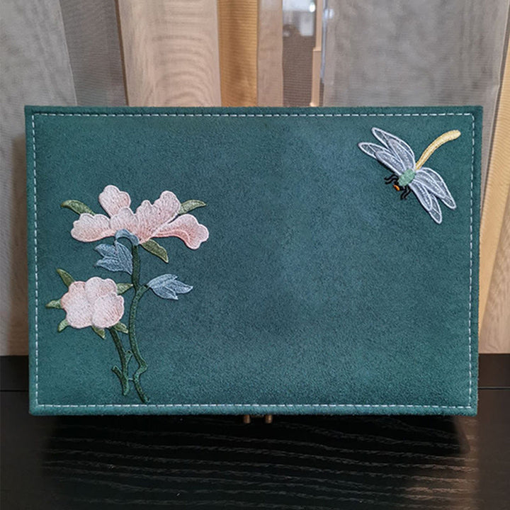 Buddha Stones Flowers Dragonfly Jewelry Box Organizer Single Layer Jewelry Storage Box Flannel Box - image 4