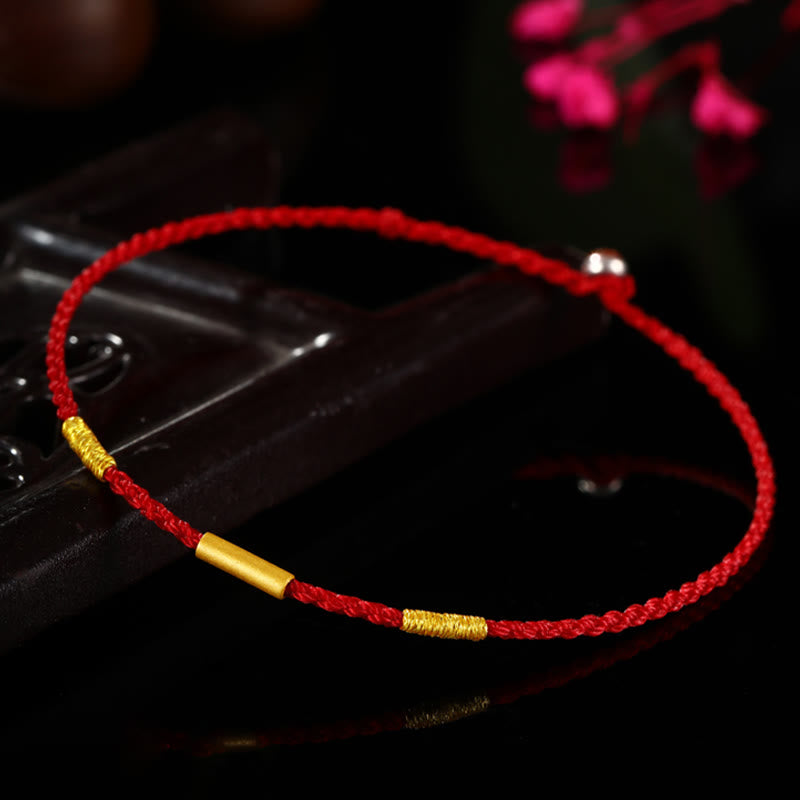 Buddha Stones 999 Gold Bead Handmade Four Thread Wishful Knots Braided Protection Bracelet - image 3