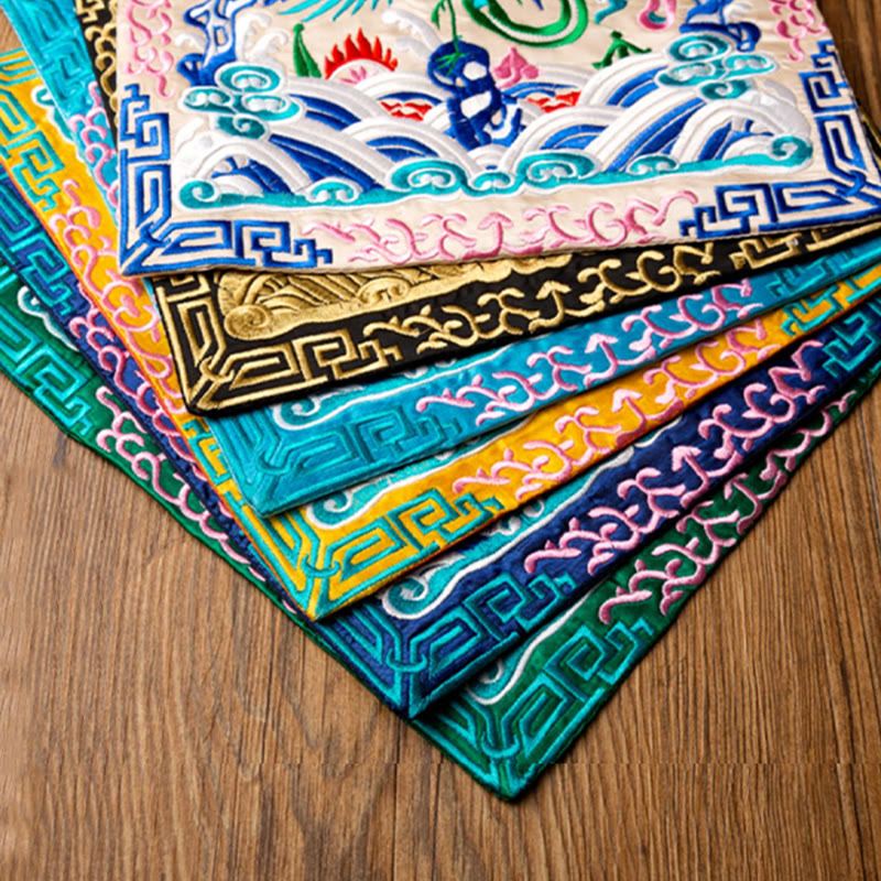 Buddha Stones Phoenix Dragon Kirin Embroidery Cup Mat Pad Tea Cup Coaster Kung Fu Tea Mat - image 6