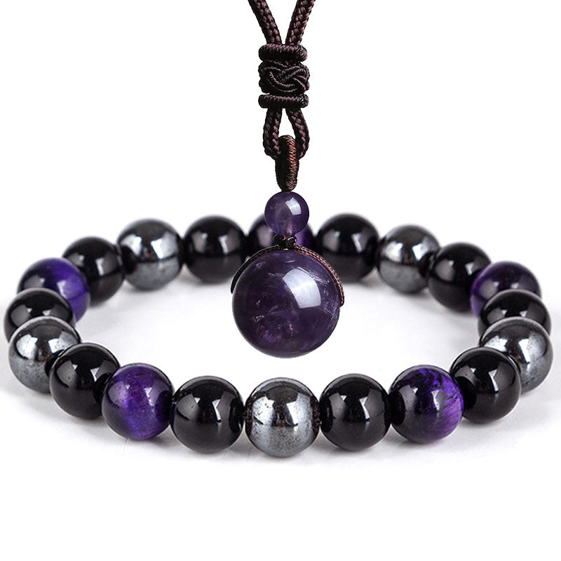 Buddha Stones Tibetan Tiger's Eye Bracelet Necklace Set - 3 - image 13