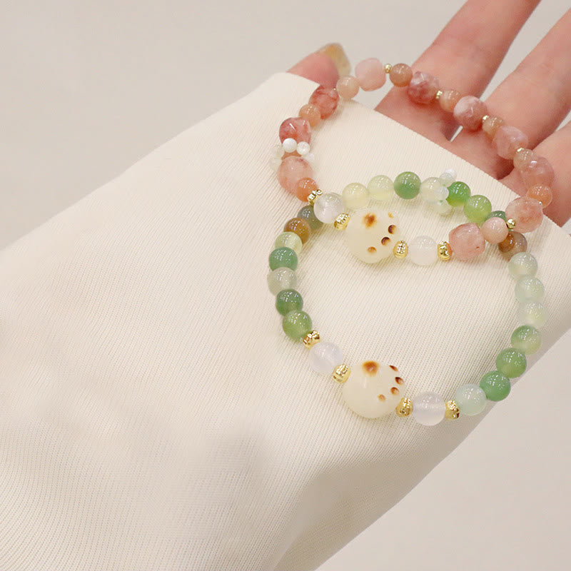 Buddha Stones Green Agate Sun Stone Cat's Eye Bodhi Seed Cat Paw Support Bracelet - image 8