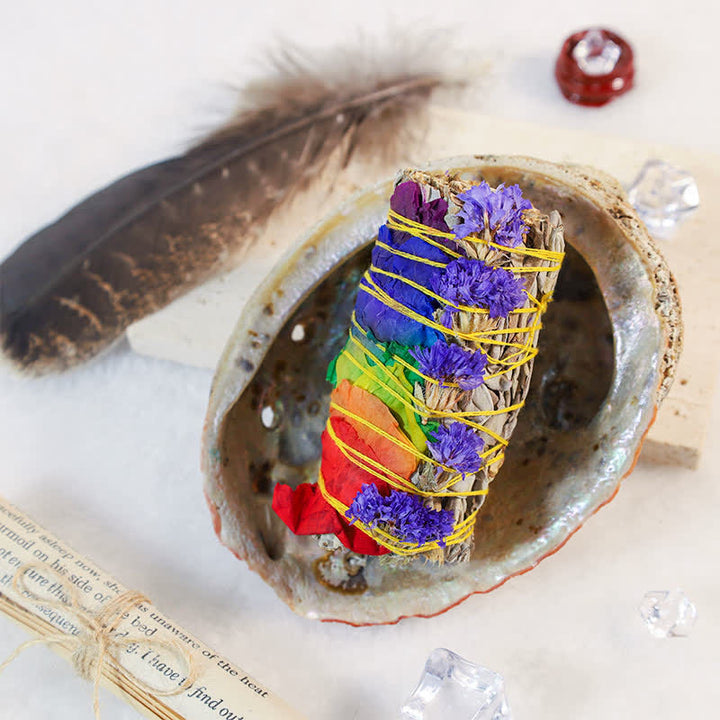 Buddha Stones Colorful Daisy Red Rose Flowers Smudge Stick for Home Cleansing Incense Healing Meditation Smudge Sticks Rituals Set - image 6