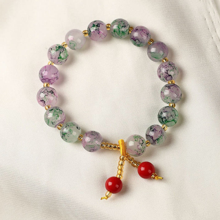 Buddha Stones Liuli Glass Bead Blessing Harmony Bracelet - Purple - image 8