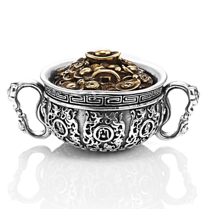 Buddha Stones Treasure Bowl Copper Coin Ingots Wealth Necklace Pendant - image 9