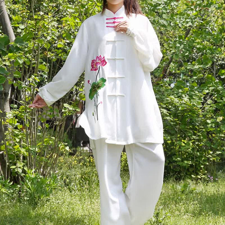Buddha Stones Lotus Flower Leaf Pattern Tai Chi Meditation Prayer Spiritual Zen Practice Clothing Women's Set - image 7