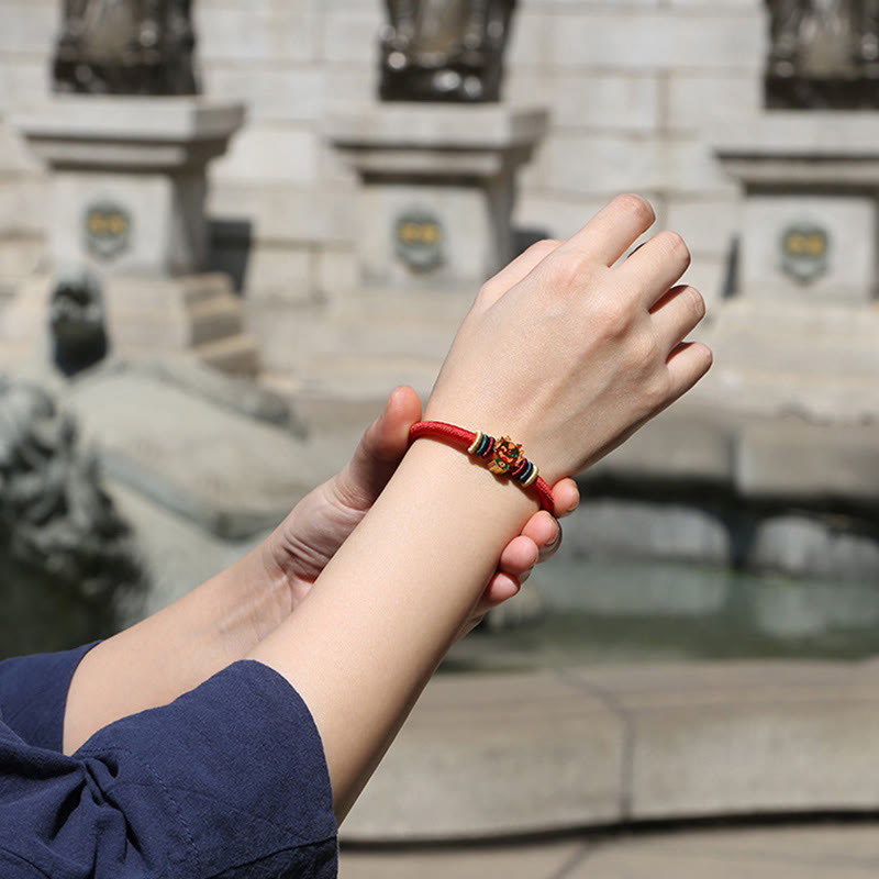 Buddha Stones Handmade 925 Sterling Silver Year of the Dragon Cute Chinese Zodiac Luck Braided Red Bracelet - image 6