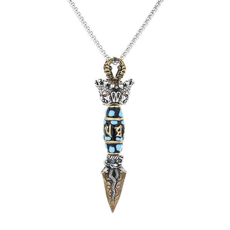 Buddha Stones Tibet Om Mani Padme Hum Dzi Bead Dorje Vajra Pattern Wealth Rotatable Necklace Pendant - image 5