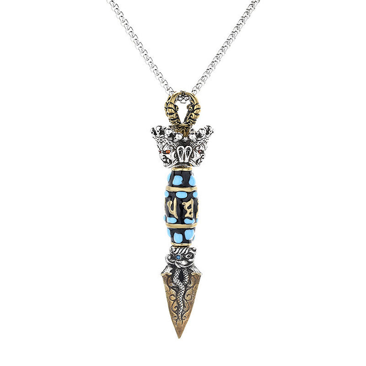 Buddha Stones Tibet Om Mani Padme Hum Dzi Bead Dorje Vajra Pattern Wealth Rotatable Necklace Pendant - image 5