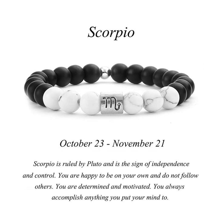 Buddha Stones 12 Constellations of the Zodiac Natural Frosted Stone White Turquoise Bead Fortune Bracelet - Scorpio - image 11