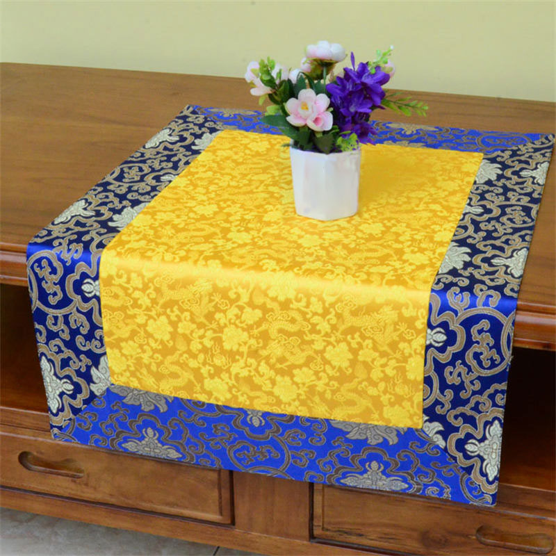 Brocade Prayer Altar Flower Vajra Dragon Pattern Auspicious Symbols Table Runner - image 7