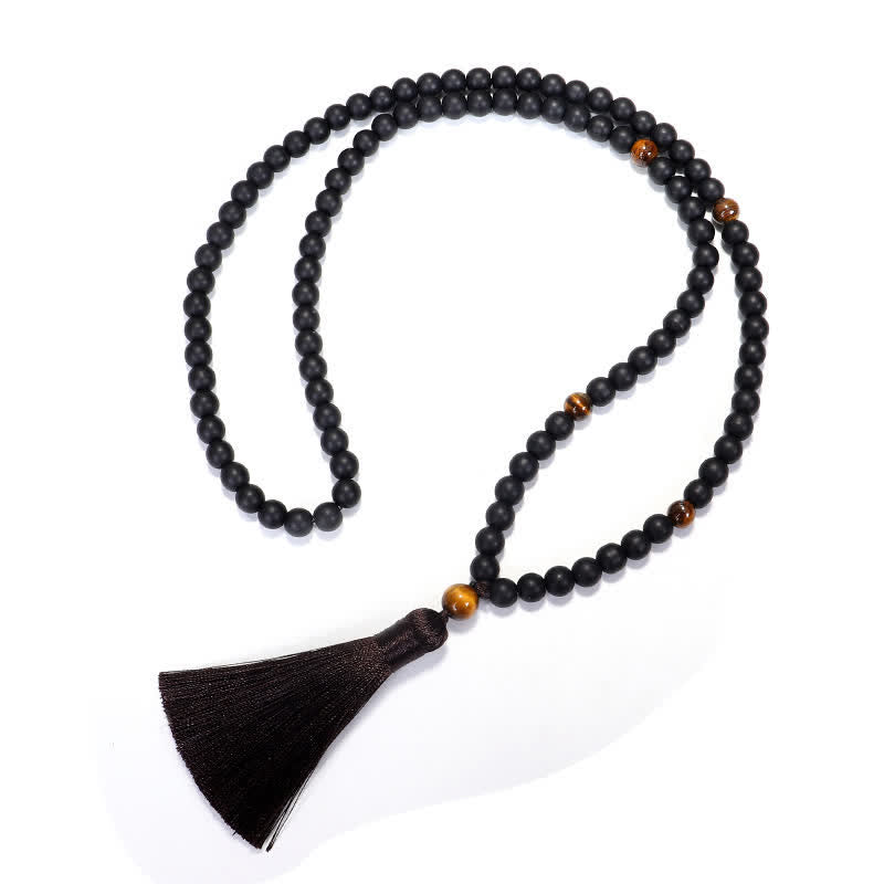 Buddha Stones 108 Mala Beads Frosted Stone Tiger Eye Balance Bracelet Necklace Pendant - image 7