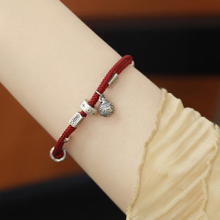 Buddha Stones 925 Sterling Silver Gold Swallowing Beast Koi Fish Wealth Handcrafted Braided Bracelet - image 3