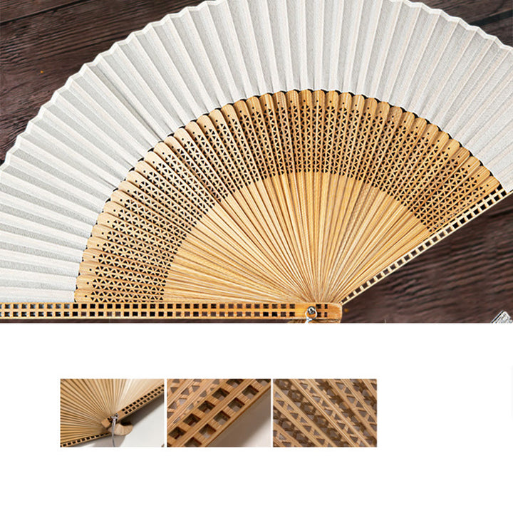 Buddha Stones Vintage Handheld Folding Fan With Bamboo Frames - image 20