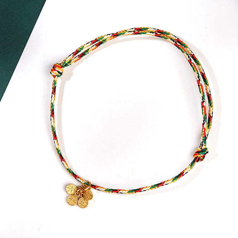Buddha Stones Auspicious Fu Character Peace And Joy Luck Handmade Multicolored Child Adult Bracelet - Peace And Joy Colorful Rope - Adult(Wrist Circumference 17-22cm) - image 11